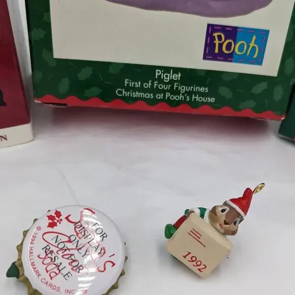 Hallmark Ornaments Keepsake Vintage Age Collection Chipmunk Pooh Piglet W/Boxes - Picture 10 of 12